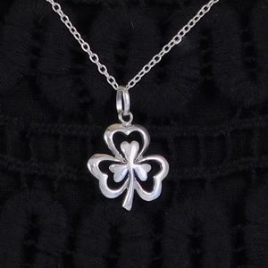 Sterling Silver Shamrock Hearts Necklace
